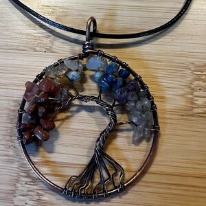 Handmade Tree of Life Multicolor Gemstone Pendant Necklace